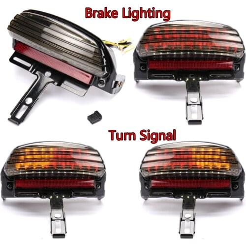 Smoke Tri-Bar Fender LED Tail Light With Turn Signal Bracket For Harley Softail