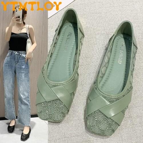 2021 Summer New Fisherman Shoes Lazy Shoes Breathable Soft Feet Peas Shoes Solid Color Mesh Casual Students Ladies Flat Shoes