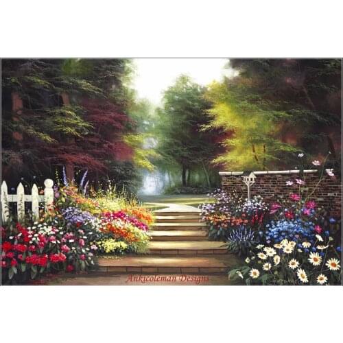 Needlework for embroidery DIY French DMC Color High Quality - Counted Cross Stitch Kits 14 ct Oil painting - Garden Steps