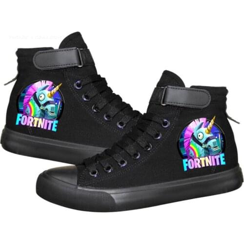 Fortnite High-top Canvas Shoes Men Woman Casual Couple Shoes Fortress Night New Printing White Black Shoes Teens Game Peripheral