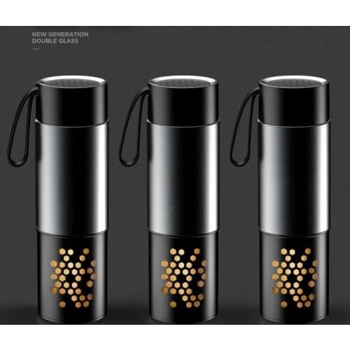 Yooap High-quality Double-Layer Water Bottle With Handle,Tea Infuser Cap BPA Free Protable Healthy Glass Tea Bottle Gift for Men