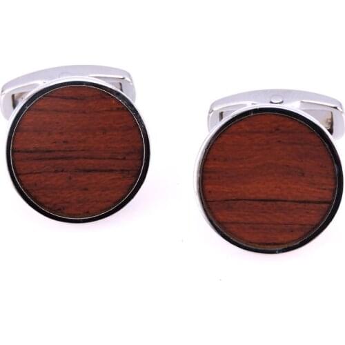 Free shipping, high quality new fashionable round mahogany Cufflinks French Wedding Shirt Cufflinks