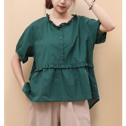 Edible Tree Fungus Patchwork Vintage Tshirt Loose Tops 2021 New Arrival Cotton Linen Summer T Shirt Women Casual T Shirt Tees