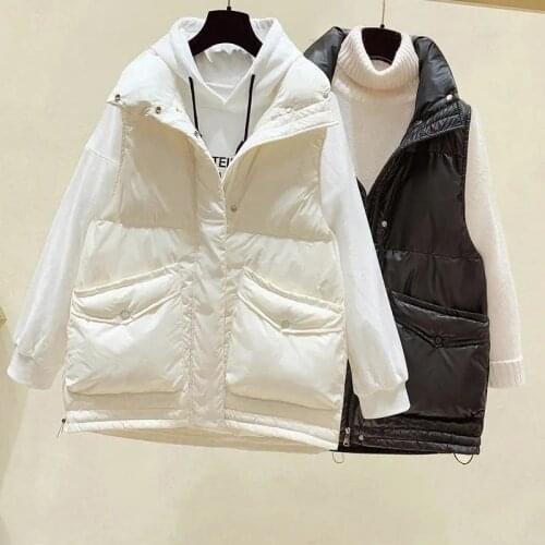 2021 New Autumn Winter Cotton Vest Jacket Korean Solid Sleeveless Versatile Female Waistcoat Large size Cotton Padded Vest Coat