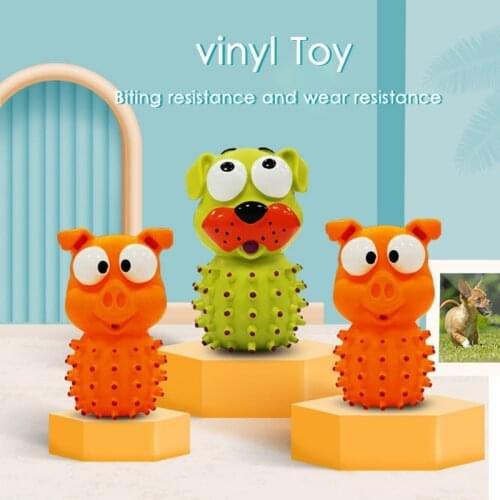 2 Colors Pet Dog Squeaky Toys Animal Shape Pet Bite Resistant Chewing Toys for Puppy Dogs Rubber Pet Molar Teeth Cleaning Toys