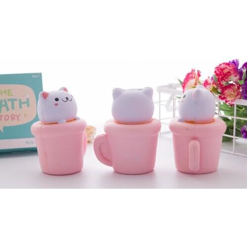 1, cat cup, slow rebound toy, PU soft simulation animal dolls, novelty cake, decompression children / adults to give vent to toy