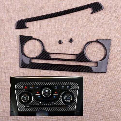 1 Set Car Black Interior Console CD AC Panel Covers Trims Carbon Fiber Fit For Dodge Charger 2011 2012 2013 2014