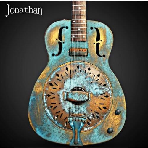 18 series Jonathan antique green O Style brass Body Electric Resonator Guitar,resophonic guitars