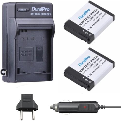 2pc AHDBT-001 AHDBT 001 Li-ion Battery+ Car Charger+EU Plug for GoPro Hero AHDBT-002 Gopro Hero2 1080p 960 NIB AHDBT-002 Battery