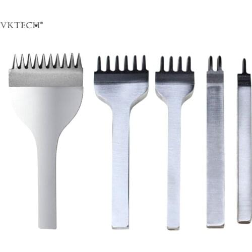 4pcs Leather Craft Punch Tools Hole Punches Needlework Tools Stitching Tool Leathercraft Punching Tools Set 1+2+4+6 Prong