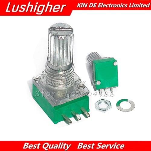 5PCS RK097N 20K 3pin Shaft 15mm Single Linked Potentiometer B20K With A Switch Audio Power Amplifier Sealing Potentiometer Diy