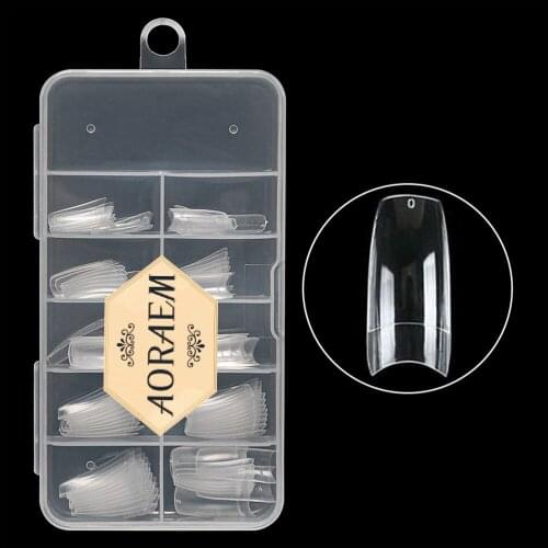 AORAEM Nails Tips Half Cover French False Nails Natural Transparent Manicure 100pcs/Box Artificial Acrylic Fake Nails Decoration