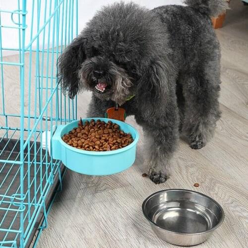Pet Dog Feeding Food Bowl Automatic Water Drinking Feeder Hang on Bowl For Pet Dog Cat Crate Cage Food Water Bowl Animals