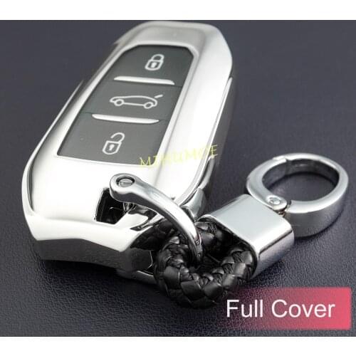 Smart Car Key Fob Case Cover Chain For Peugeot Citroen C3 C5 Aircross DS 3 7 9