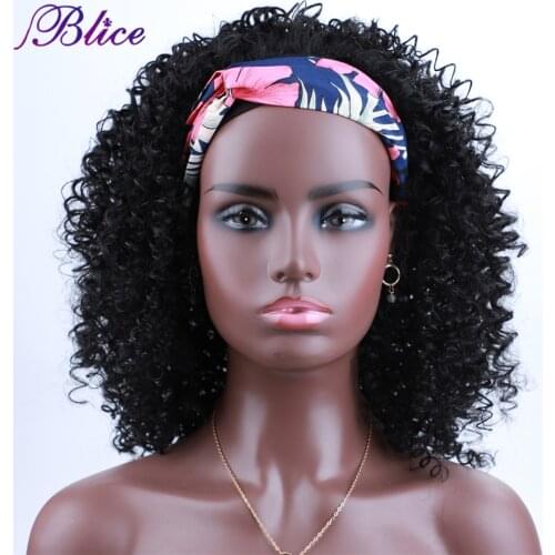 Blice Headband Wig Synthetic Afro Kinky Curly Glueless Free Head Bang Wigs Natural Looking For Black Women