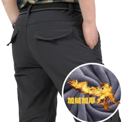New Winter Multi Pockets Mens Pants Thick Fleece Military Tactical Cargo Pants Cotton Men Outwear Straight Casual Trousers