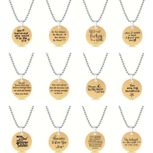 2021 new stainless steel beaded chain golden coin letter pendant necklace for women girl thanksgiving wedding party jewelry gift