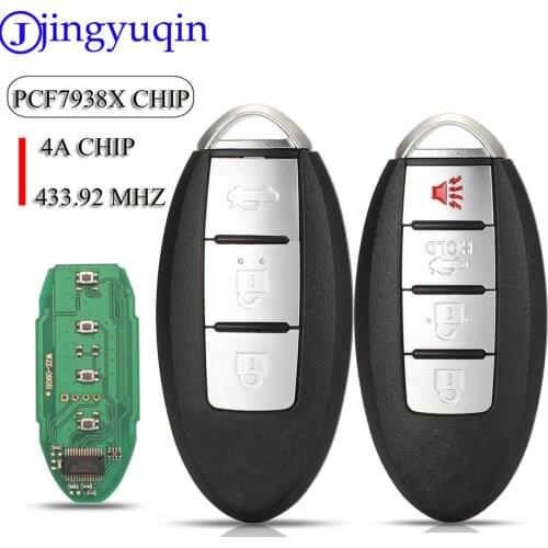 Jingyuqin For Nissan Teana 2016 Remote Car Key Fob 433.92Mhz 4A PCF7938X Chip 3/4Buttons