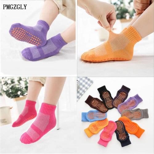 Kids Socks Autumn / Winter Warm Non-slip Floor Socks Boy Cotton Candy Color Socks 1 To 10 Girls Cotton Sport Socks