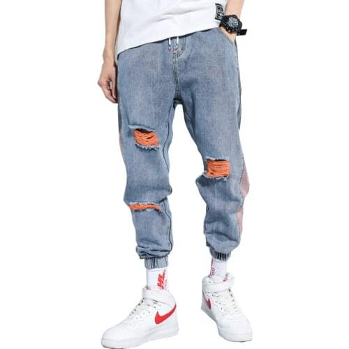 Jeans Pants Mens Fashion Washed Casual Streetwear Hip Hop Trousers Pants Denim Sweatpants