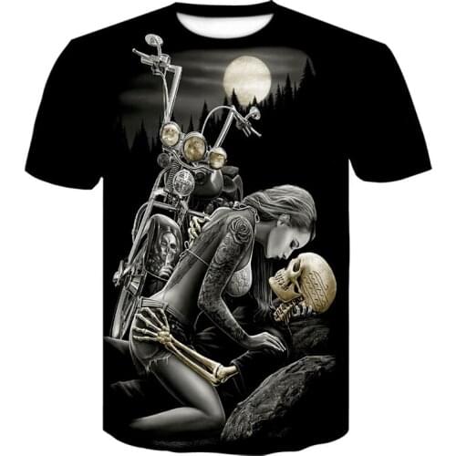 Skull Beauty pattern Rock Cool 3D t-shirts Mens Motorcycle Punk 3D Printed T shirt Men Clothing tshirt Summer Tops Hipster Shirt