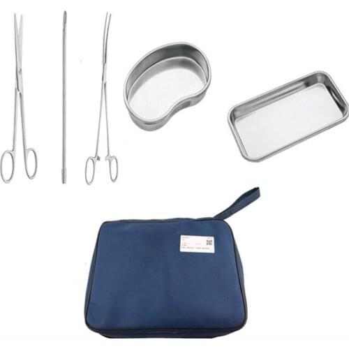 Gynecological bag, medical stainless steel scissors hemostatic forceps square waist plate, gynecological surgical instrument set