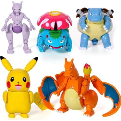 Pokemon Action Morphing Pokeballs Transformation Toys For Child PIKACHU Charizard Mewtwo Blastoise Venusaur Gyarados Toys Gift