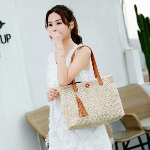 Korean Female Bag Women Summer Straw Handbag Simple All-Match 2020 New Street Hipster Selling Tassel Decoration Fashion Casual