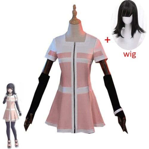 Akudama Drive Anime Costume Pink Zipper Outfit For Adult Women Halloween Carnival Cosplay Costume Wig