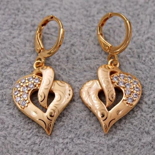 Fashion Gold dangle drop earring Gold Earrings for Womens earrings dangle Drop Heart Earring Jewelry for Party Wedding Gift