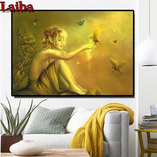 Cartoon butterfly fairy diamond painting sale full square round diamond embroidery diamond mosaic rhinestone home wall decor art