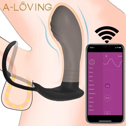 Male Bluetooth Prostate Massage Vibrator With Delay Ejaculation Ring Anal Plug Dildo Massager Stimulator Sex Toys For Men Couple