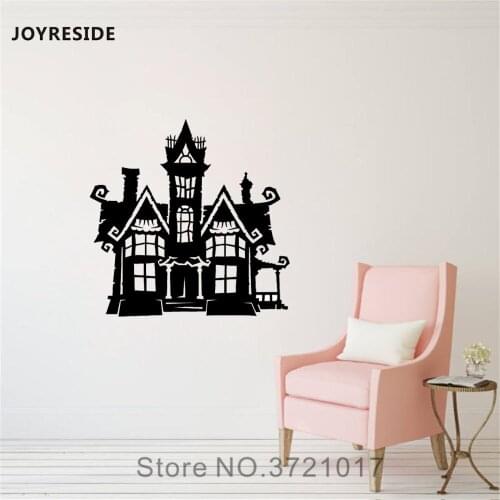 JOYRESIDE Halloween Haunted House Wall Sticker Art Decals Vinyl Interior Decor Kids Boys Girls Room Bedroom Design Murals A1244