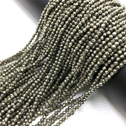 Small Beads Pyrite Iron Ore Beads Faceted 2 3 4mm Pyrite Natural Loose Beads For Jewelry Making DIY Bracelet Necklace 15"