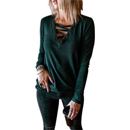 Autumn 2020 New Knitted Sweater Slim Pullover Cross V-neck Long Sleeve Sexy Sweater High Street Jersey Mujer Wn