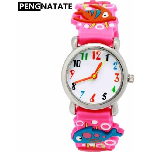 PENGNATATE 3D Cartoon Watches for Boys Girls Blue Silicone Strap Children Watch Fashion Students Mini Bracelet Wristwatch Gifts