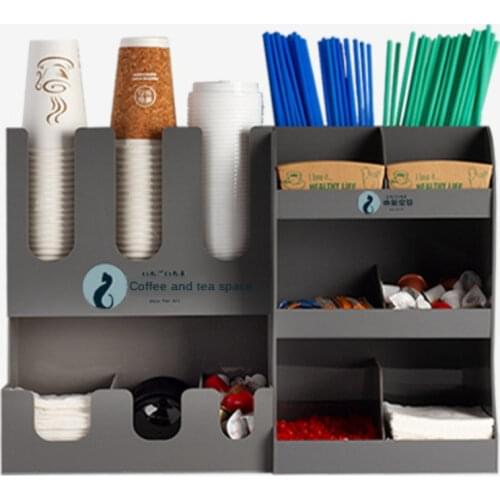 Thick non-fragile disposable paper cup shelf bar supplies straw storage rack multi-scene use coffee milk tea shop organizer