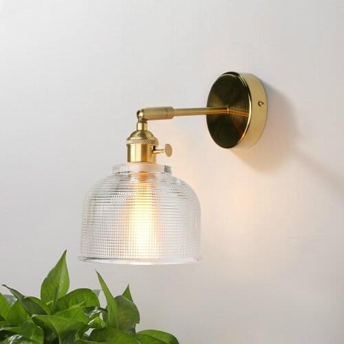 Modern Glass Wall Light E27 LED Copper Light Switch Wall Sconce For Bedroom Suit for 90-260V MJ1022