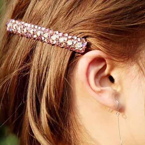 Rhinestone Hair Clips Pins Barrette Styling Accessories 6 Colors Fashion Women Girls Bling Crystal Hairpins Headwear