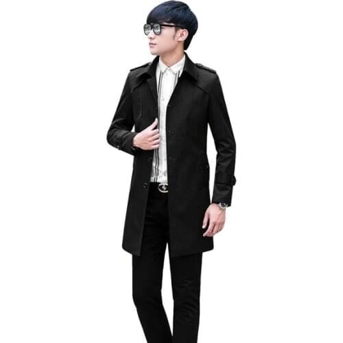Mens trench coats spring autumn man single-breasted long coat men clothes slim fit overcoat long sleeve black plus size S - 9XL
