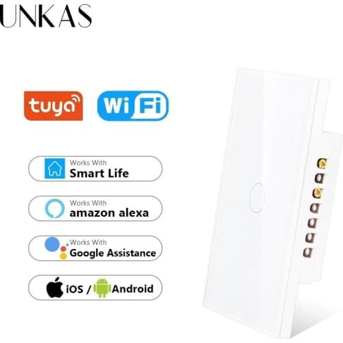 UNKAS US Standard Wireless WIFI 1 2 3 Gang 1 Way Crystal Glass Panel Touch Wall Switch Smart Home Null And Fire Line Outlet