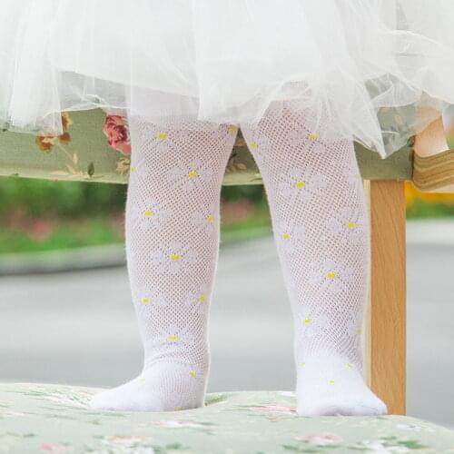 Spring summer thin soft cotton kids baby girl tights flowers mesh breathable baby pantyhose children kids girls stockings