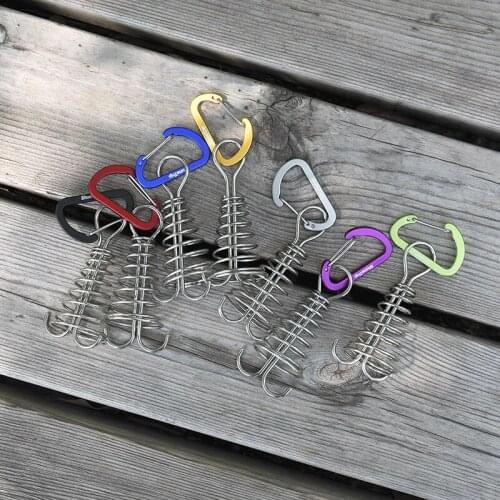 10 Pcs Fishbone Spring Nails Awning Tent Fixed Hook Buckle Plank Floor Tent Hooks Board Pegs for Camping Hiking Accessories