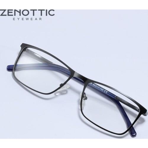 ZENOTTIC Luxury Alloy Optical Glasses Frames Men Square Business Eyewear Anti Blue Light Lens Myopia Prescription Eyeglasses