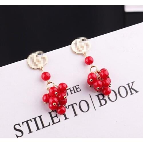 TODOX women pearl stud Earrings New Personality Fashion red Simulated-pearl sweet style lady Elegant stud Earrings wedding