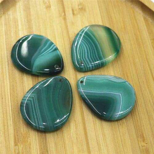 Womens Necklace Earrings Sweater Chain Jewelry Accessories Natural Stone Green Water Drop Striped Agates Pendant Jewelry Making