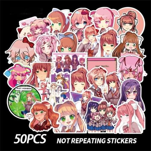 10/30/50PCS Heartbeat Literature Department Monica Japanese Anime Graffiti Sticker Suitcase Luggage Waterproof Sticker Wholesale