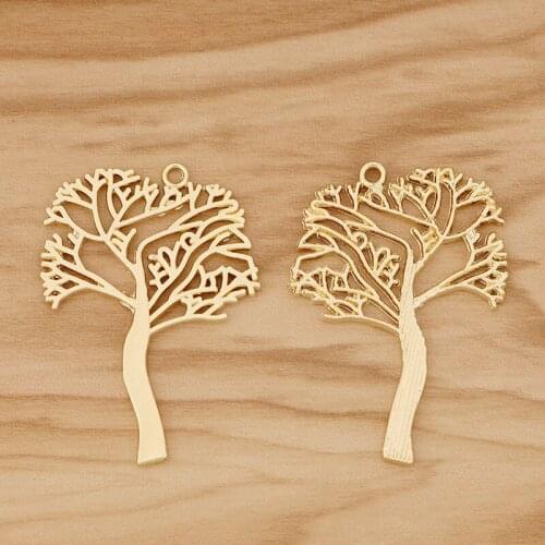 10 Pieces Gold Color Life Tree Charms Pendants for DIY Earrings Jewellery Making Accessories 46x33mm