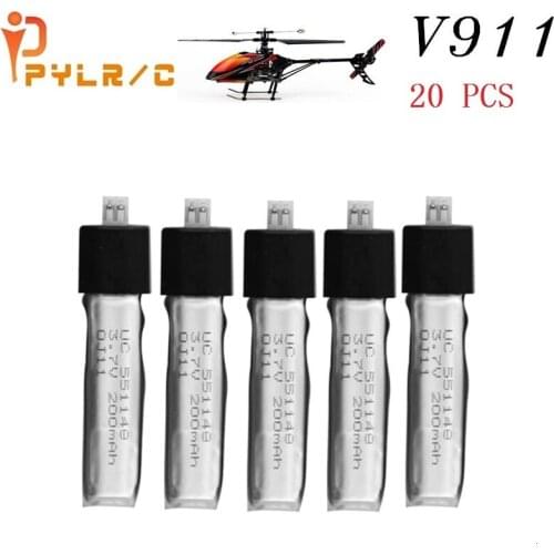 20pcs Wltoys V911 RC Helicopter brushless motor Accessories Bag KV911-0005 F929 F939 BATTERY (5Pcs 3.7V 200mAh Lithium Batteries