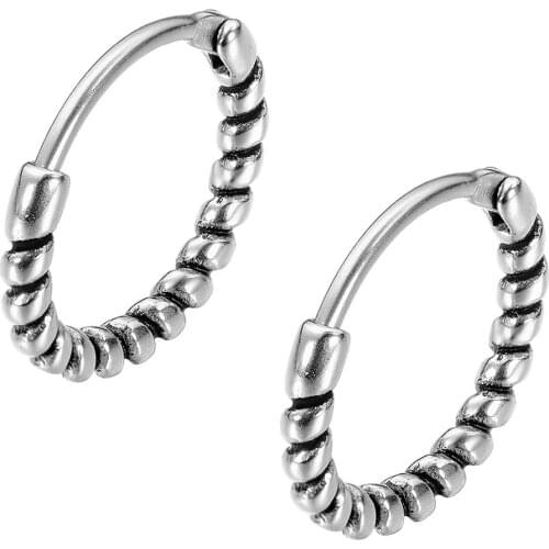 2021 New Vintage Punk Stainless Steel Hoop Earrings For Men Women Girls Small Gothic Hip Hop Jewelry Accessories Gifts Earrings
